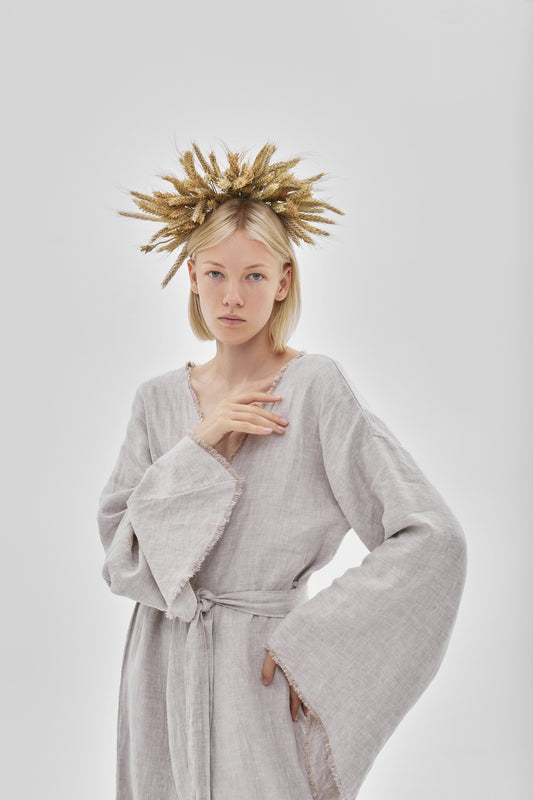 Boho style wrapped dress with belt