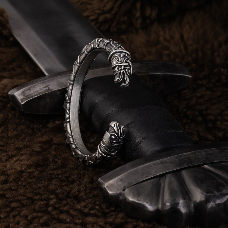 Viking Bracelet with Odin's Ravens in Oseberg Style