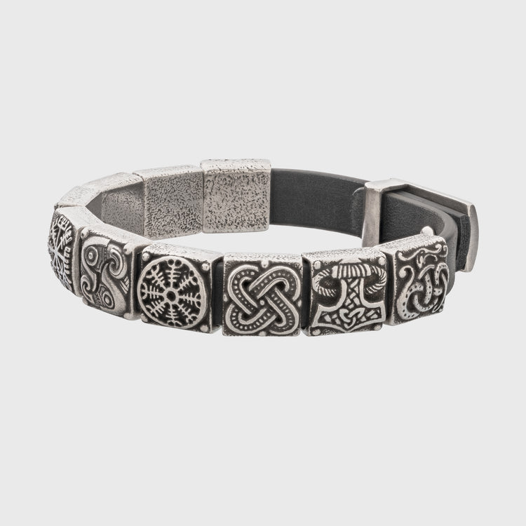 Bronze Bracelet with Pagan and Viking Symbols