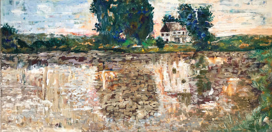 Oil painting House on the lake
