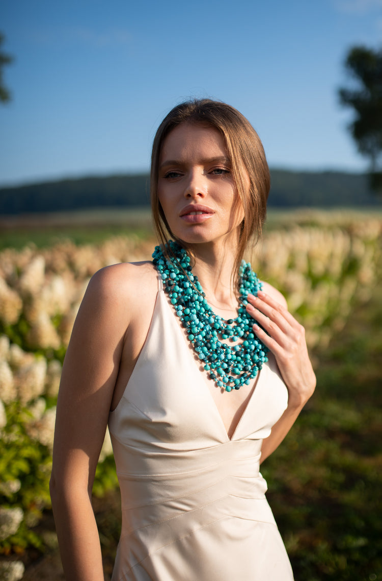 Necklace in the color of green turquoise