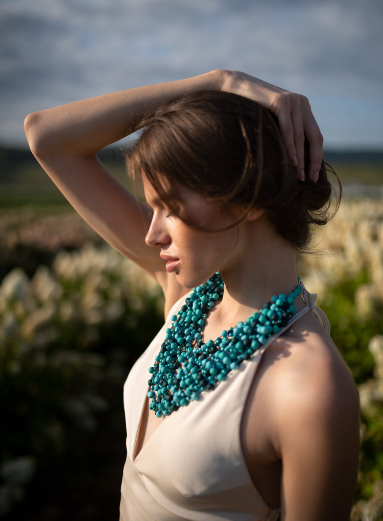 Necklace in the color of green turquoise