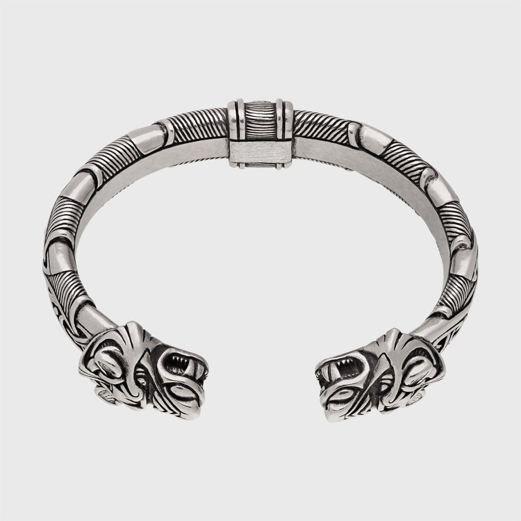 Viking Adjustable Bracelet with Wolf heads
