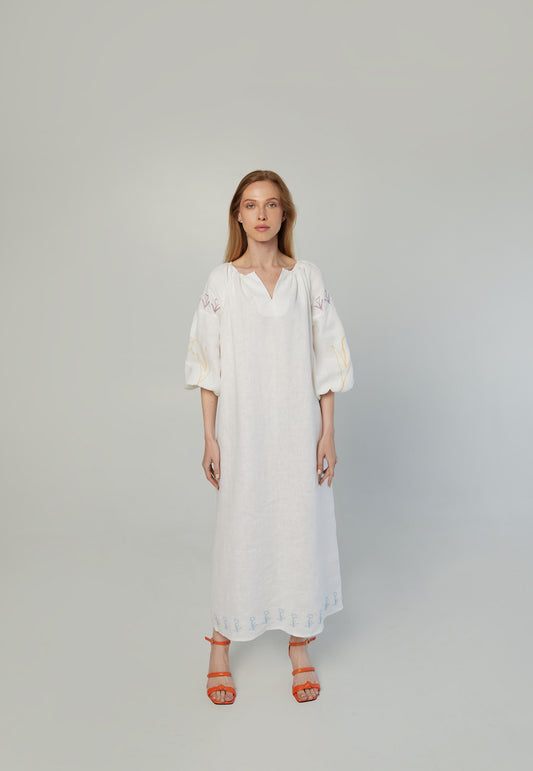 Loose fit dress inspired by an ancient style of Vyshyvanka`s dress