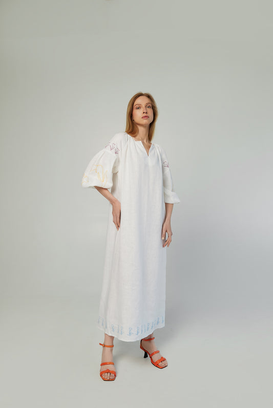 Loose fit dress inspired by an ancient style of Vyshyvanka`s dress