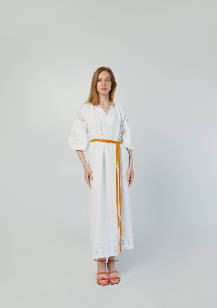 Loose fit dress inspired by an ancient style of Vyshyvanka`s dress