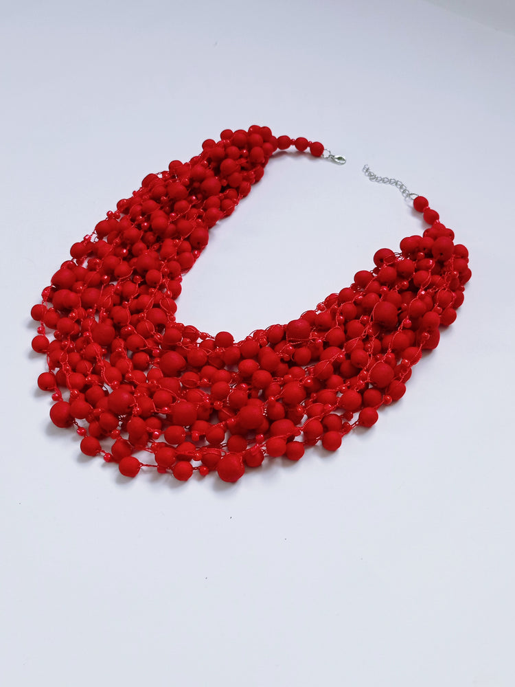 Red matte bead necklace