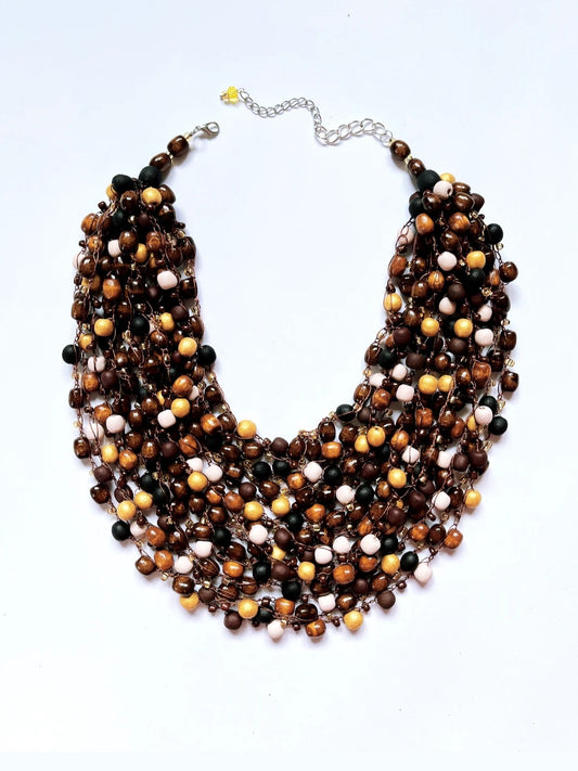 Chocolate wooden bead necklace