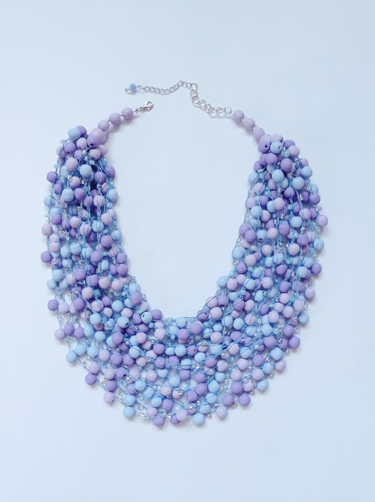 Delicate blue-violet necklace of frosted beads