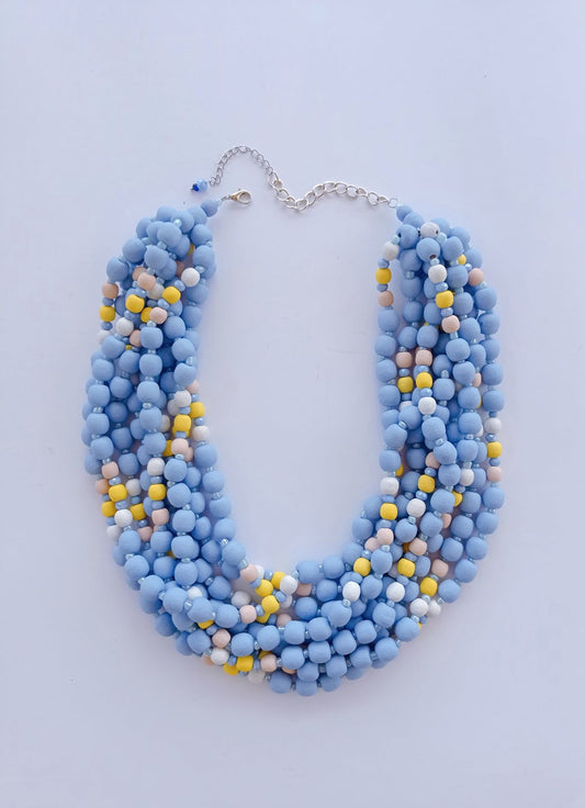 Blue-cream frosted necklace