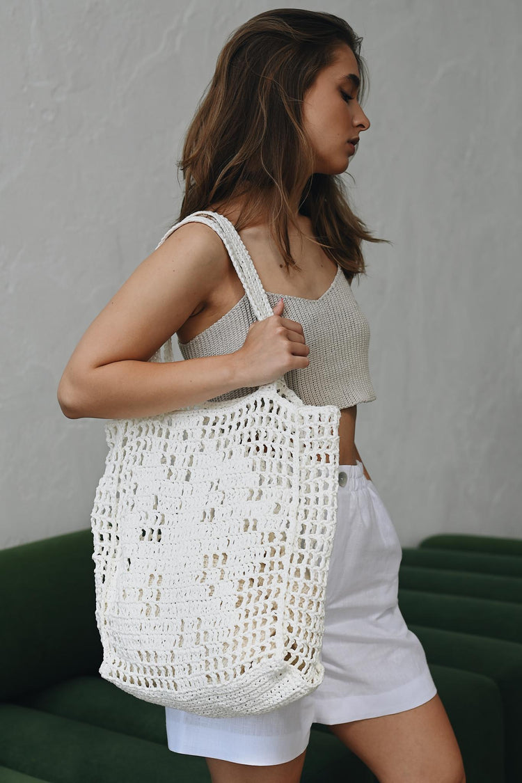 Crochet raffia bag Peremoha - White