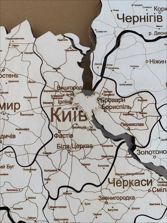 Wooden map of Ukraine White edition